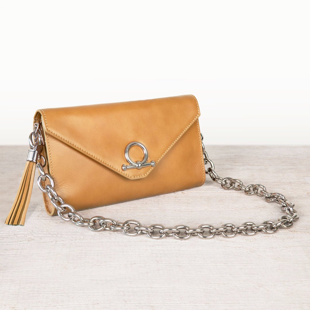 Urban Equestrian Del Mar - Horse Bit Crossbody Luxury Leather Handbag in Caramel