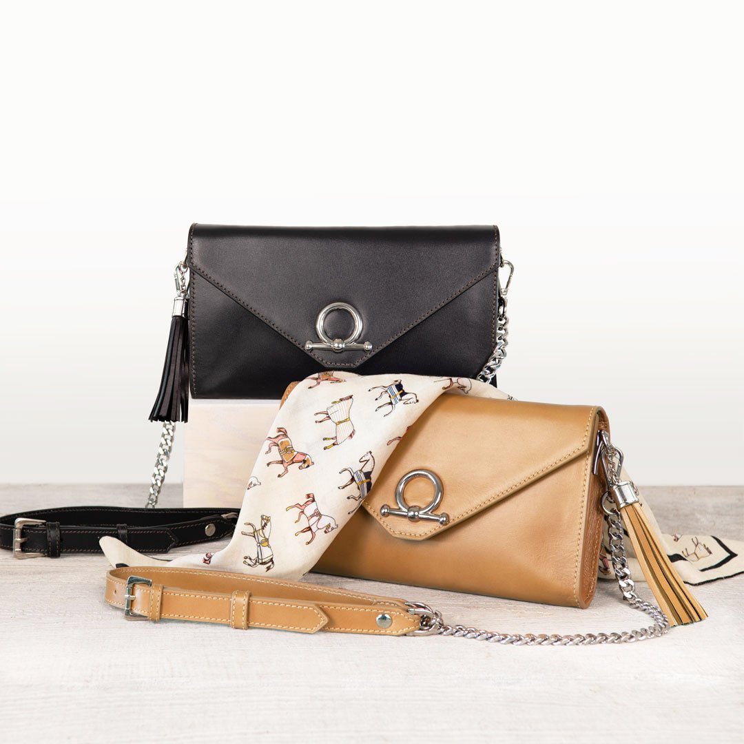 Urban Equestrian Del Mar - Horse Bit Crossbody Luxury Leather Handbag in Caramel