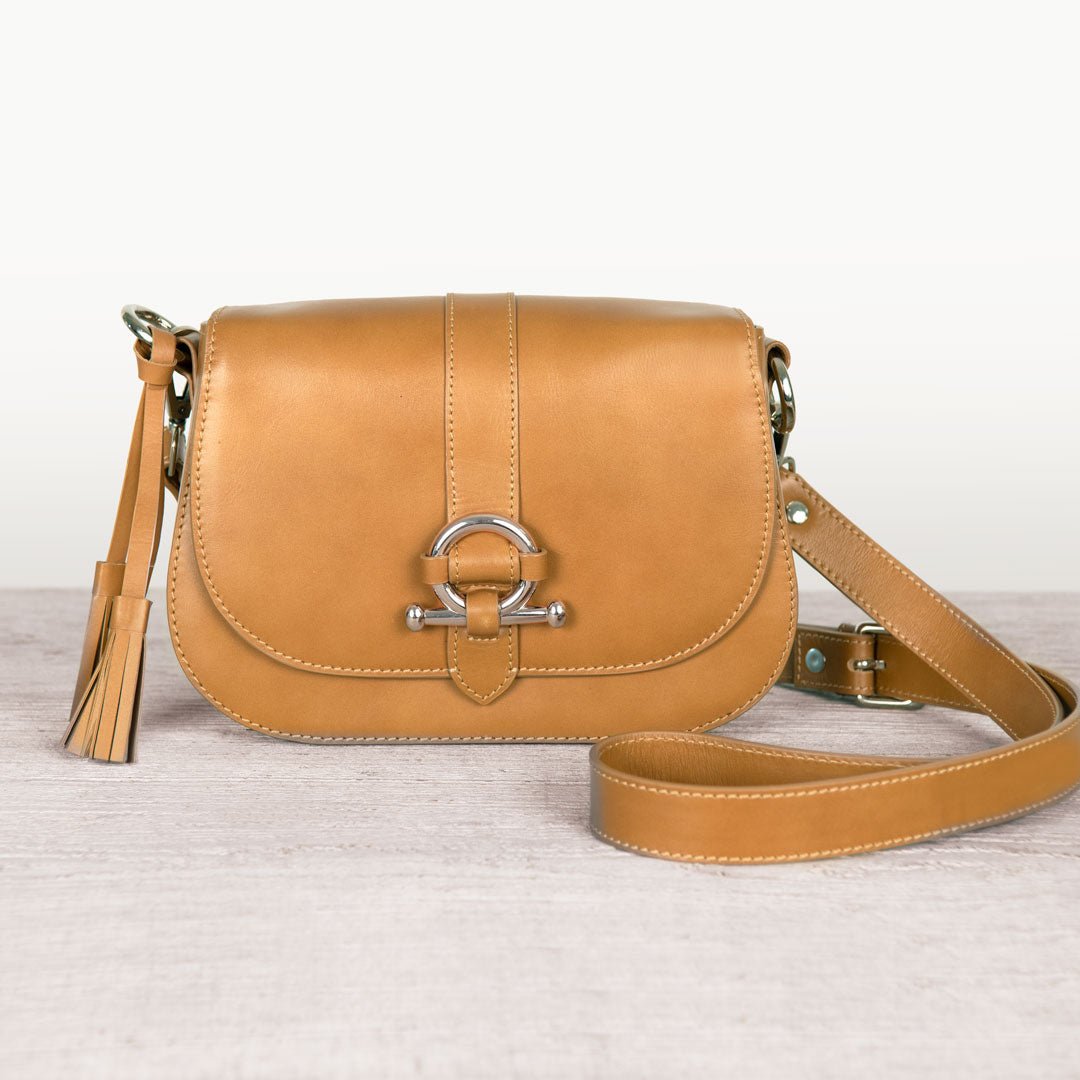Urban Equestrian Del Rey - Equestrian Horse Bit Crossbody Luxury Leather Handbag in Caramel