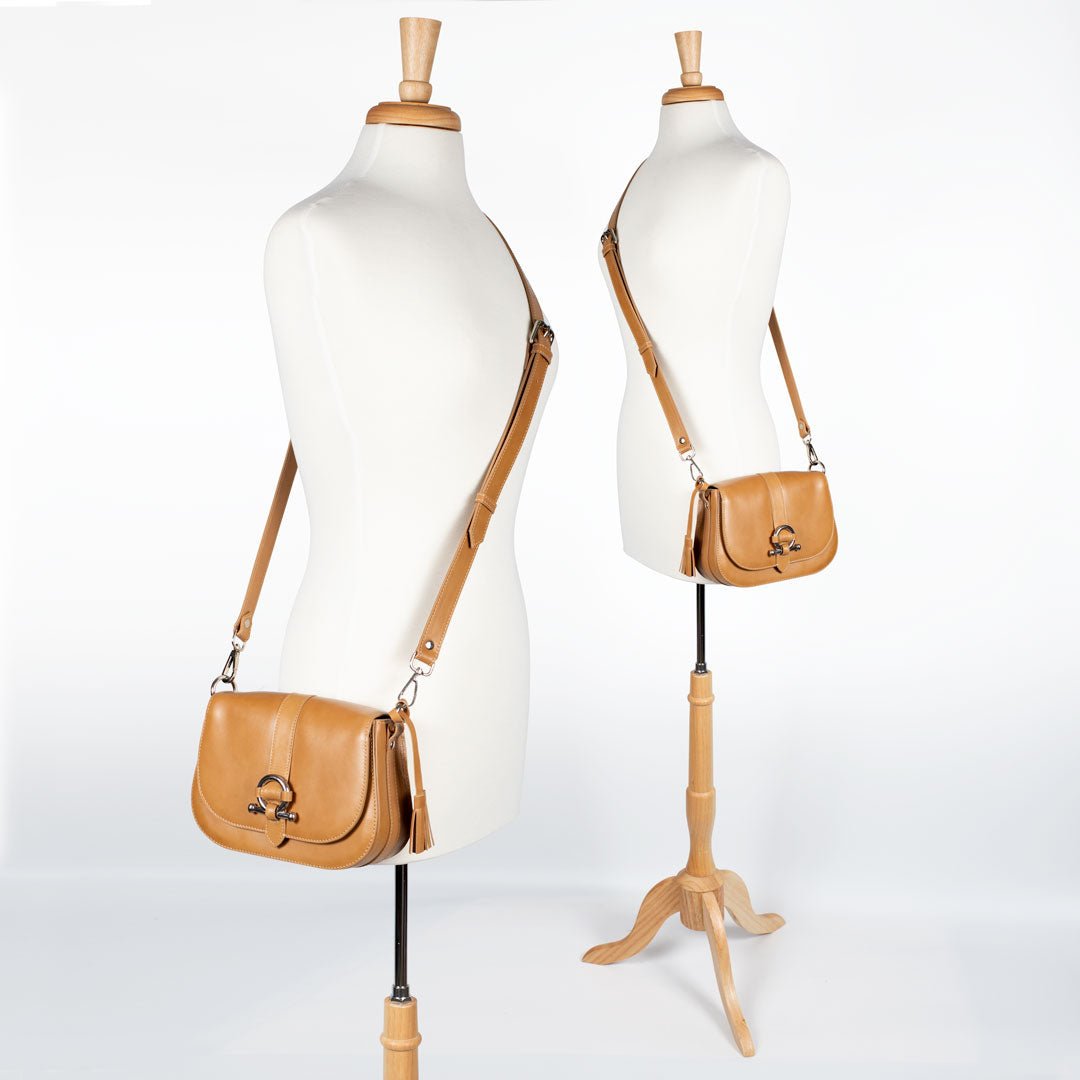 Urban Equestrian Del Rey - Equestrian Horse Bit Crossbody Luxury Leather Handbag in Caramel
