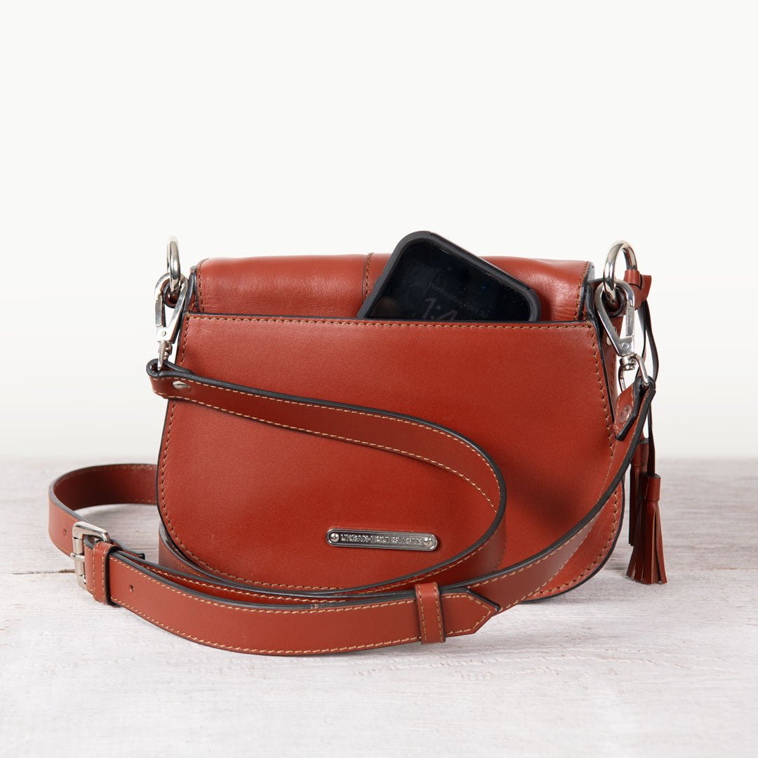 Urban Equestrian Del Rey - Equestrian Horse Bit Crossbody Luxury Leather Handbag in Cognac