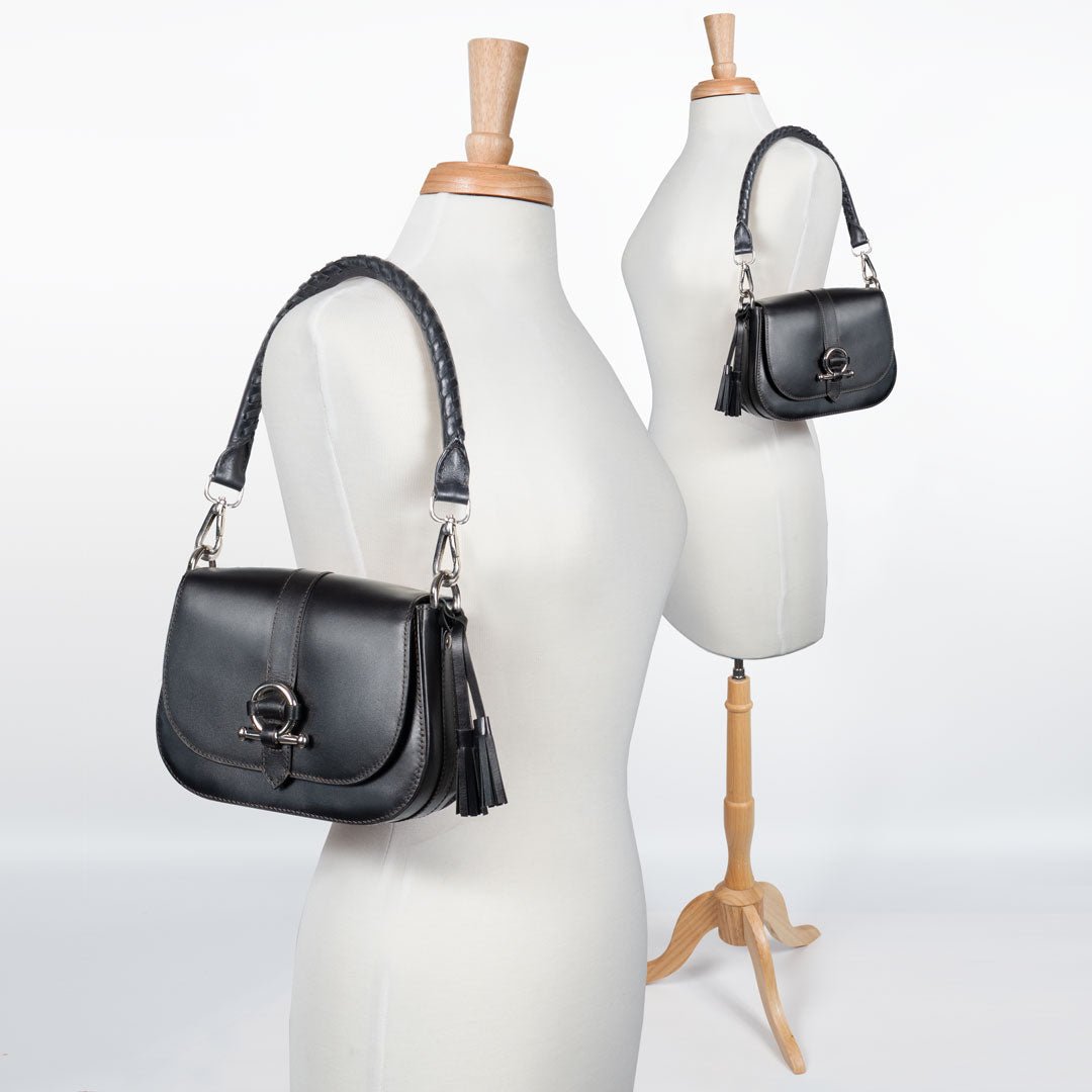 Urban Equestrian Del Rey - Equestrian Horse Bit Crossbody Luxury Leather Handbag in Black