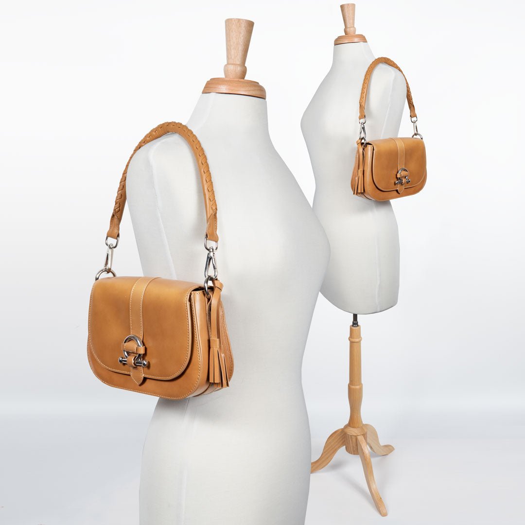 Urban Equestrian Del Rey - Equestrian Horse Bit Crossbody Luxury Leather Handbag in Caramel