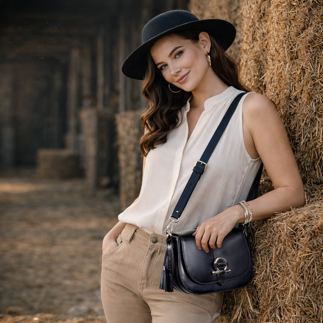 Urban Equestrian Del Rey - Equestrian Horse Bit Crossbody Luxury Leather Handbag in Caramel