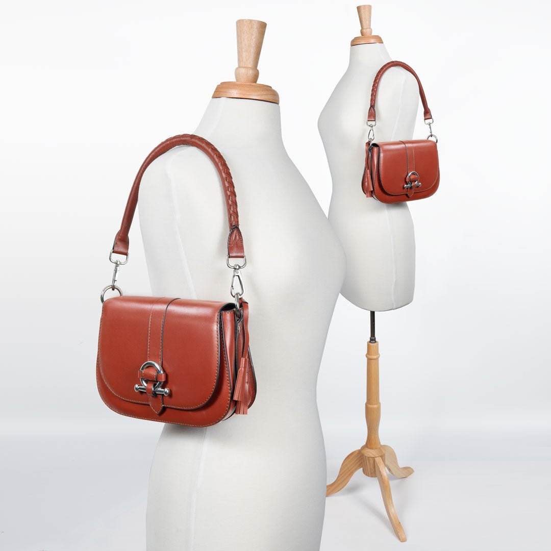 Urban Equestrian Del Rey - Equestrian Horse Bit Crossbody Luxury Leather Handbag in Cognac