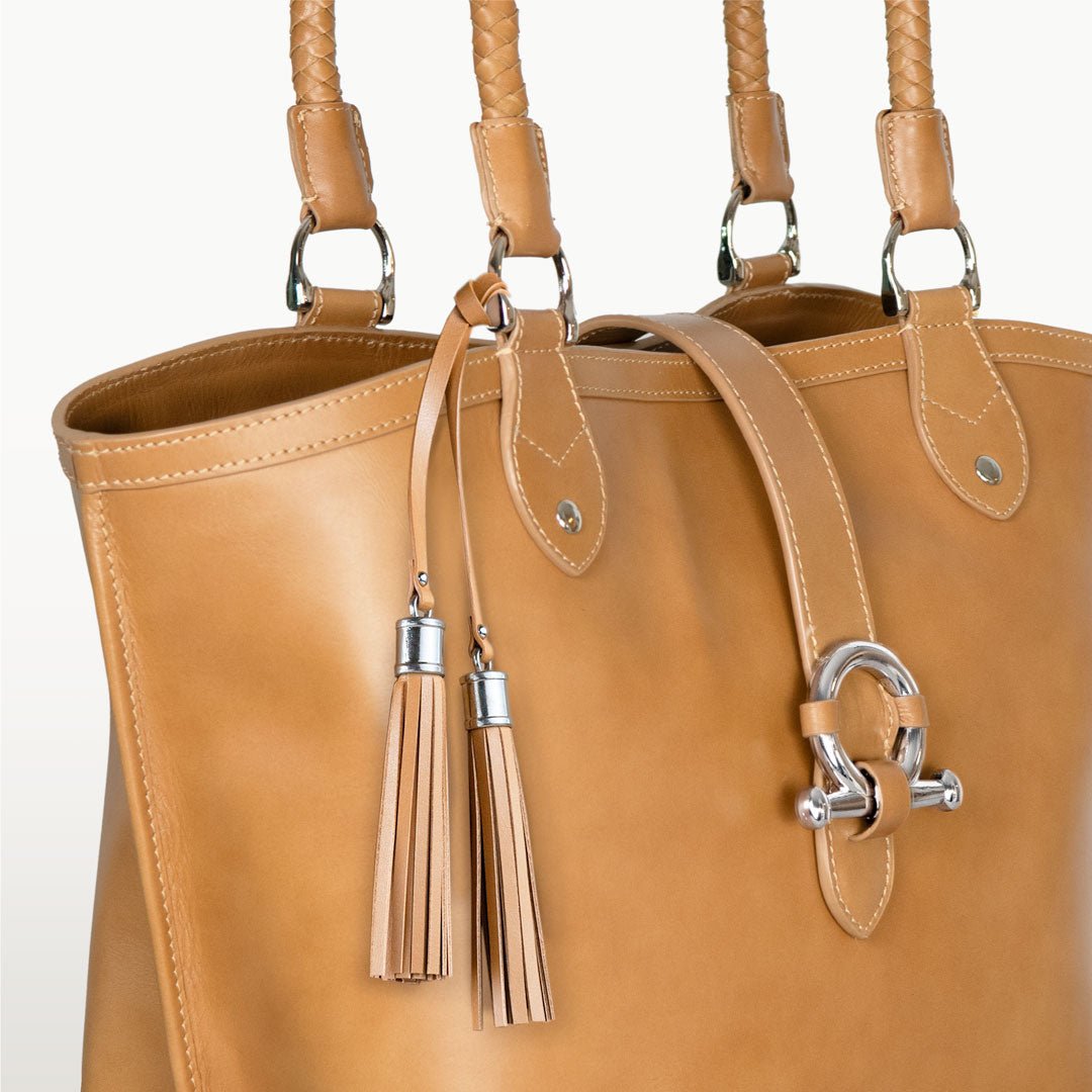 Urban Equestrian Del Rey - Horse Bit Tote Luxury Leather Handbag in Caramel