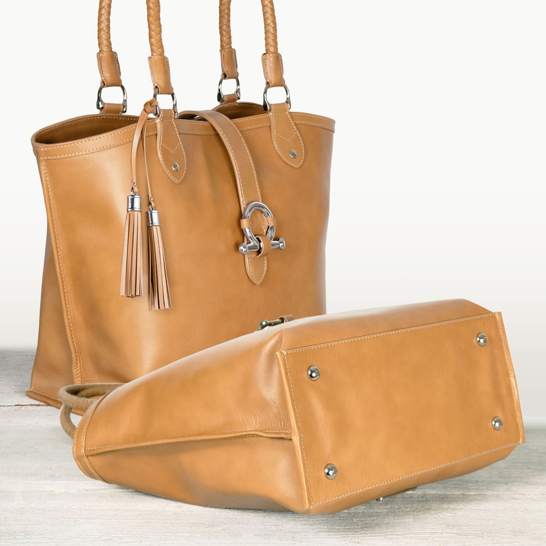 Urban Equestrian Del Rey - Horse Bit Tote Luxury Leather Handbag in Caramel