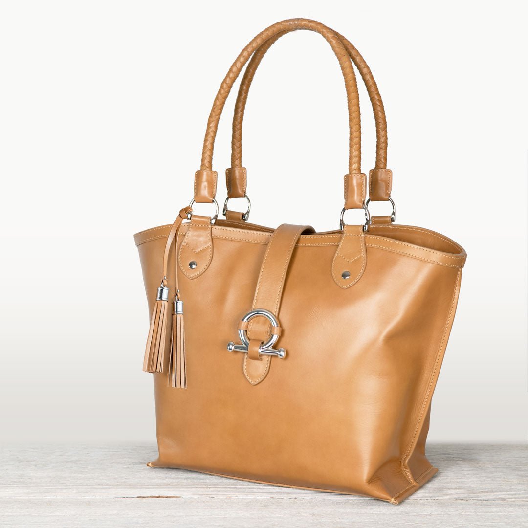 Urban Equestrian Del Rey - Horse Bit Tote Luxury Leather Handbag in Caramel