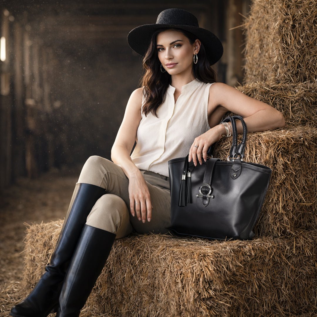 Urban Equestrian Del Rey - Horse Bit Tote Luxury Leather Handbag in Caramel