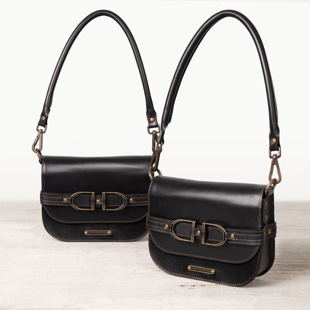 Urban Equestrian Delaney - Equestrian Stirrup Crossbody Luxury Leather Handbag in Black