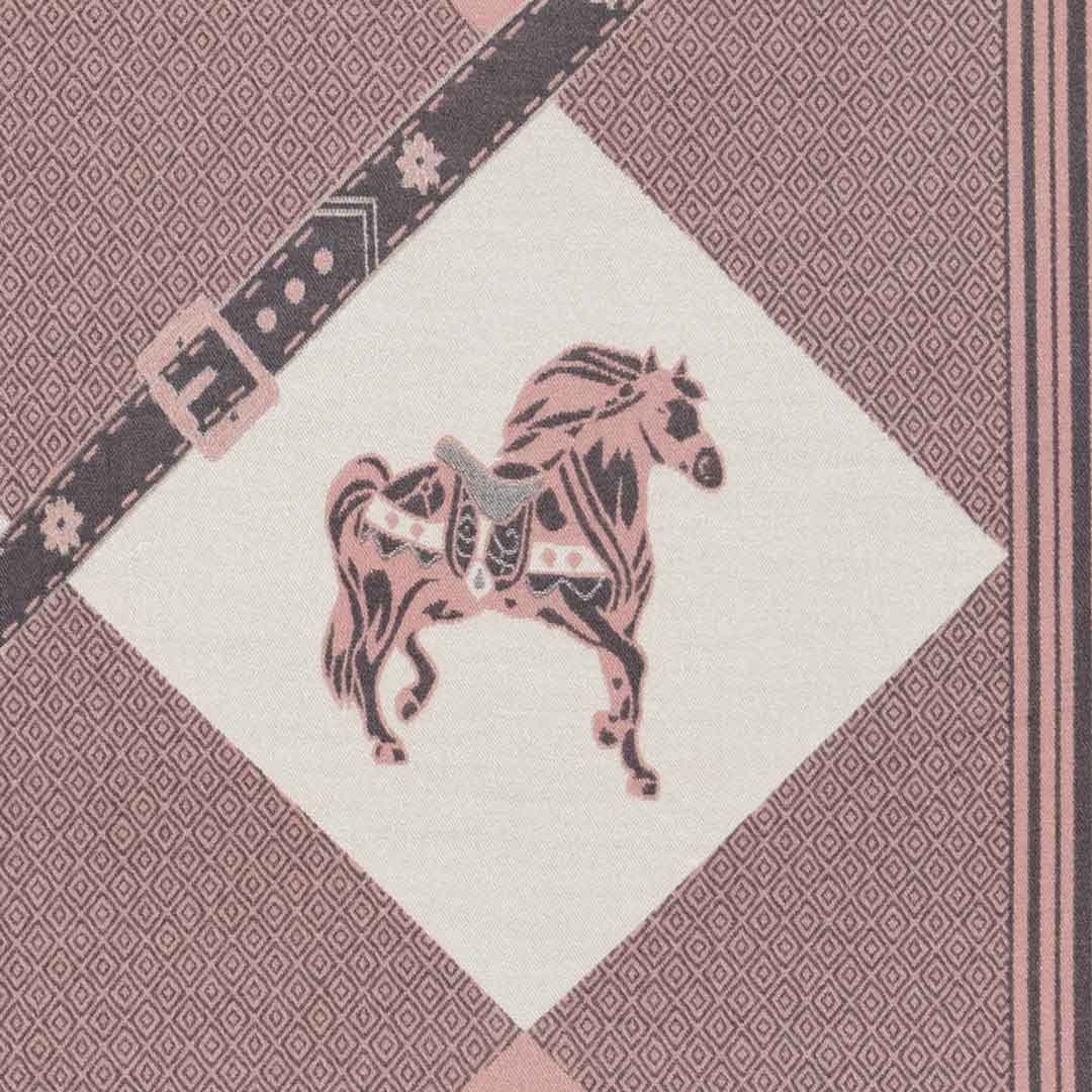 Urban Equestrian Della -  Blush Pink Equestrian Motif Luxe Shawl