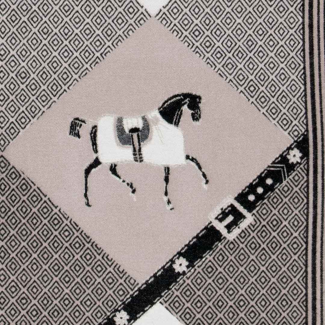 Urban Equestrian Della -  Taupe Equestrian Motif Luxe Shawl