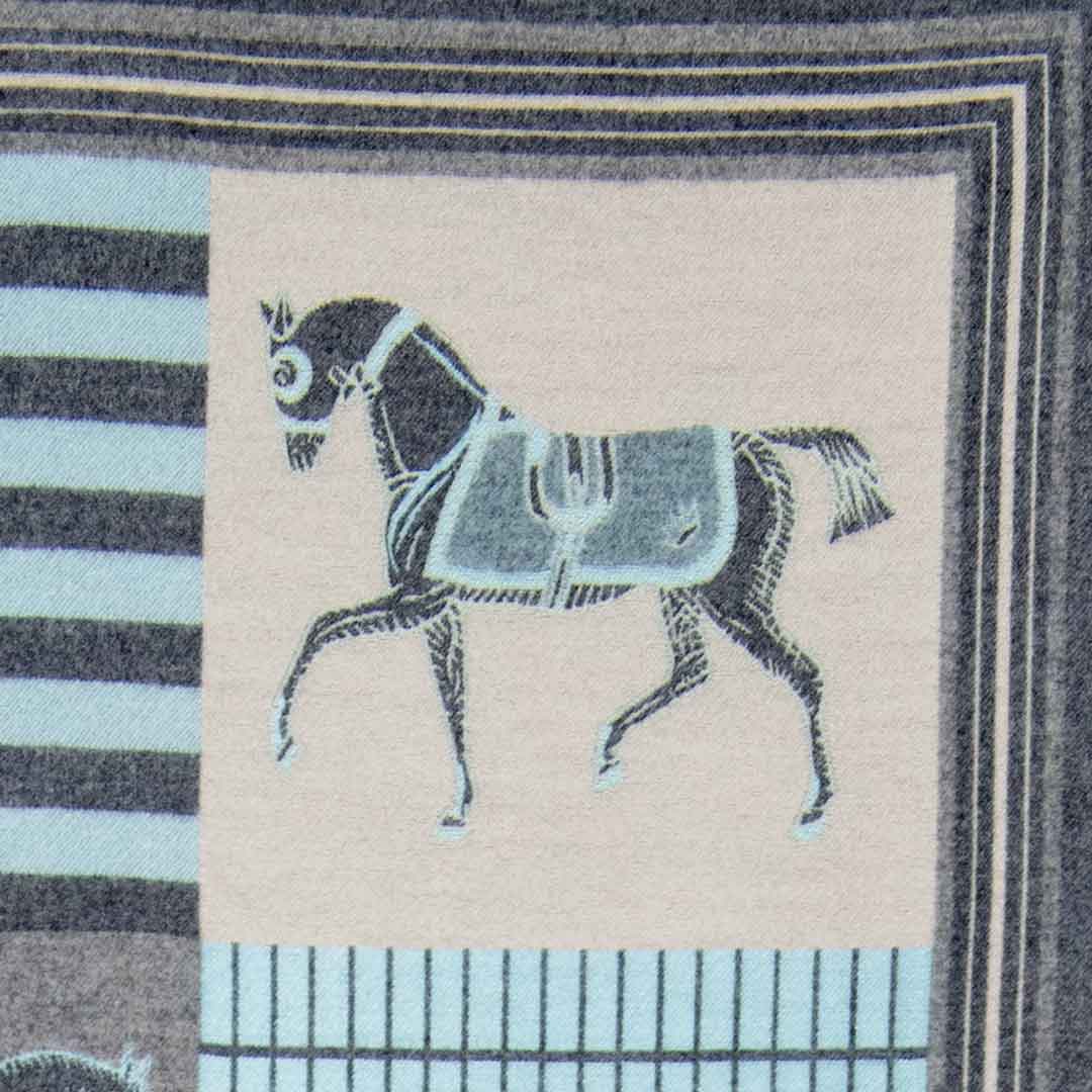 Urban Equestrian Devon -  Aqua Equestrian Motif Luxe Shawl