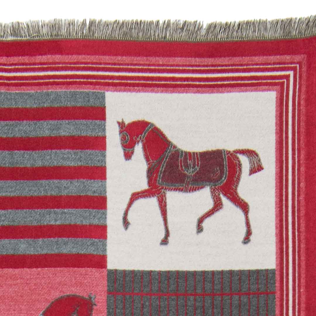 Urban Equestrian Devon -  Crimson Equestrian Motif Luxe Shawl