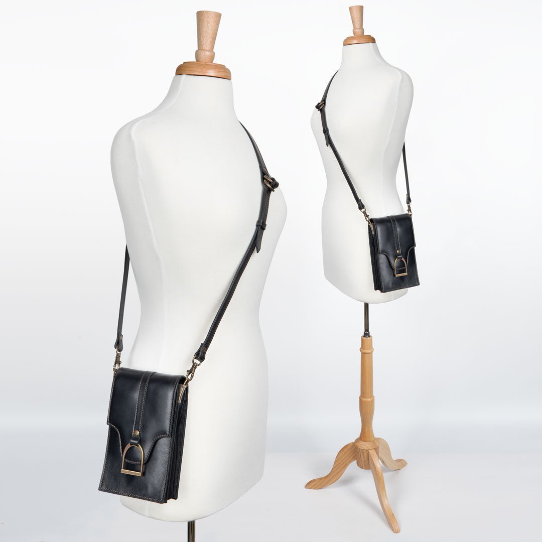 Urban Equestrian Devon Deluxe Phone Bag - Luxury Leather Handbag in Black