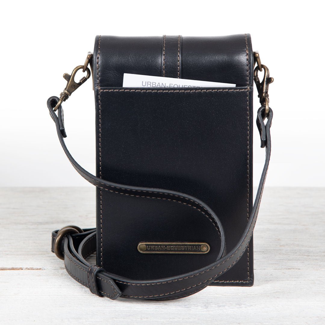 Urban Equestrian Devon Deluxe Phone Bag - Luxury Leather Handbag in Black