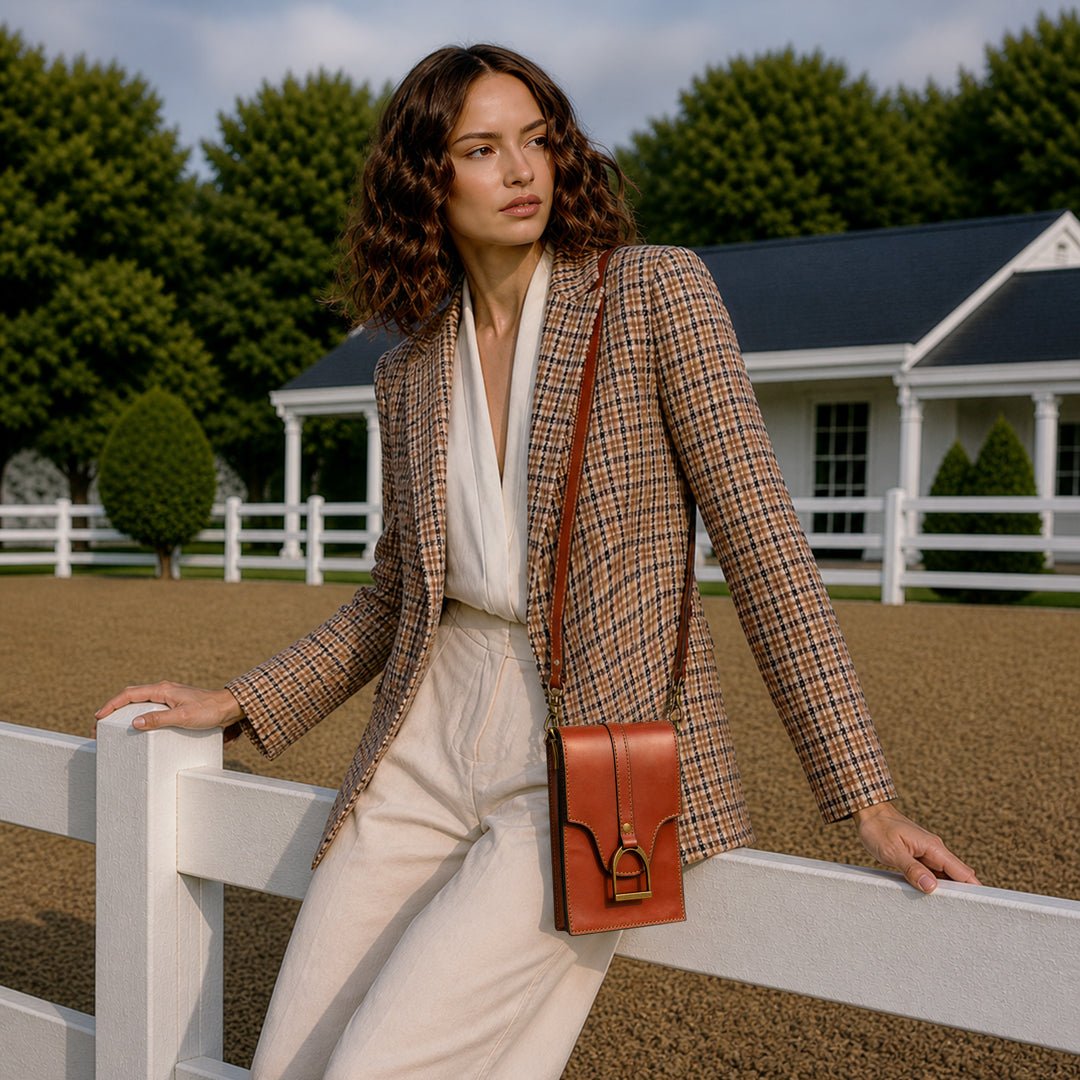 Urban Equestrian Devon Deluxe Phone Bag - Luxury Leather Handbag in Cognac