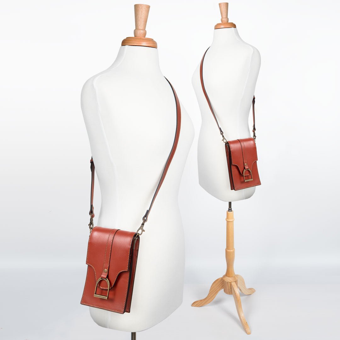 Urban Equestrian Devon Deluxe Phone Bag - Luxury Leather Handbag in Cognac