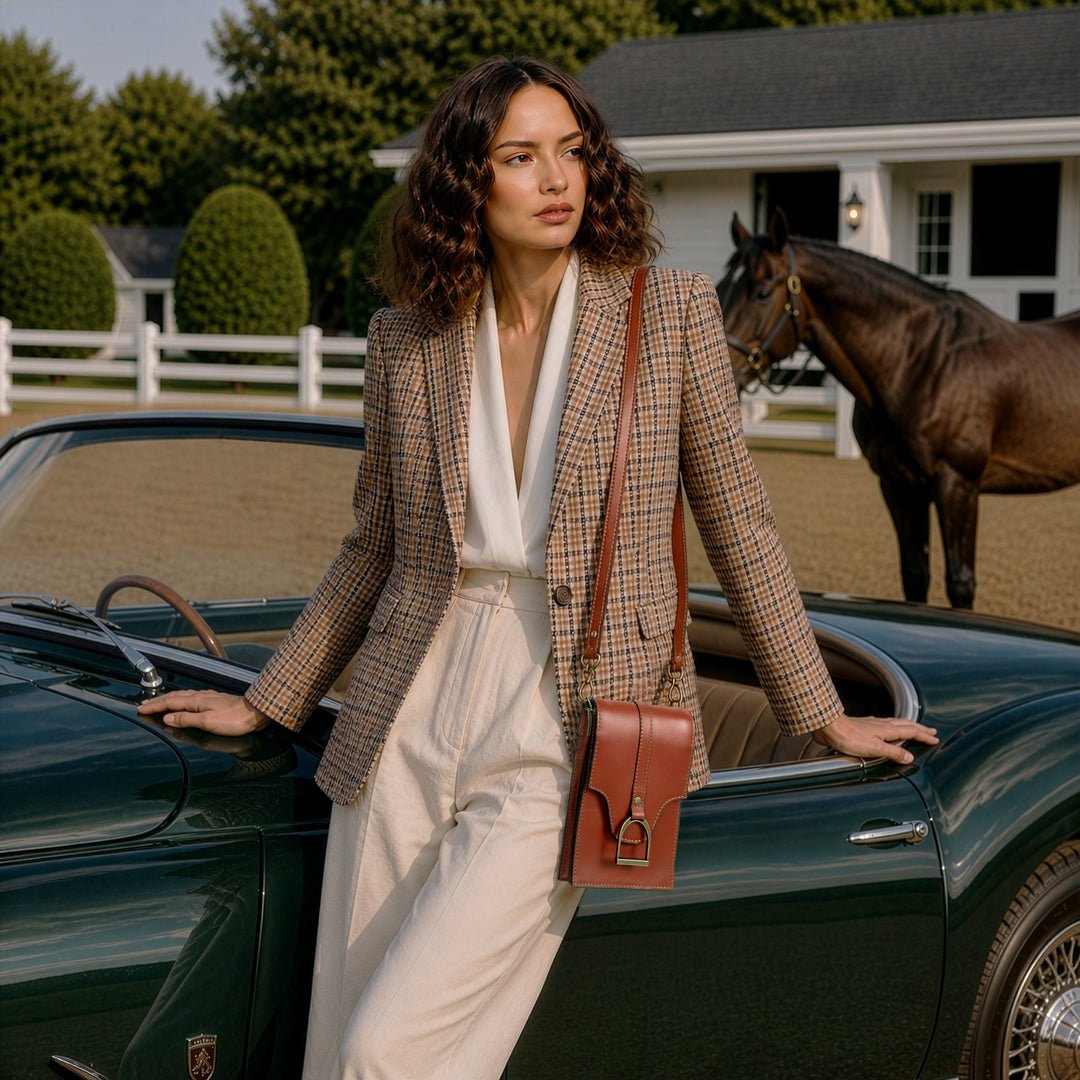 Urban Equestrian Devon Deluxe Phone Bag - Luxury Leather Handbag in Cognac