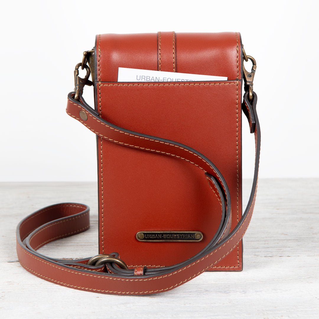 Urban Equestrian Devon Deluxe Phone Bag - Luxury Leather Handbag in Cognac