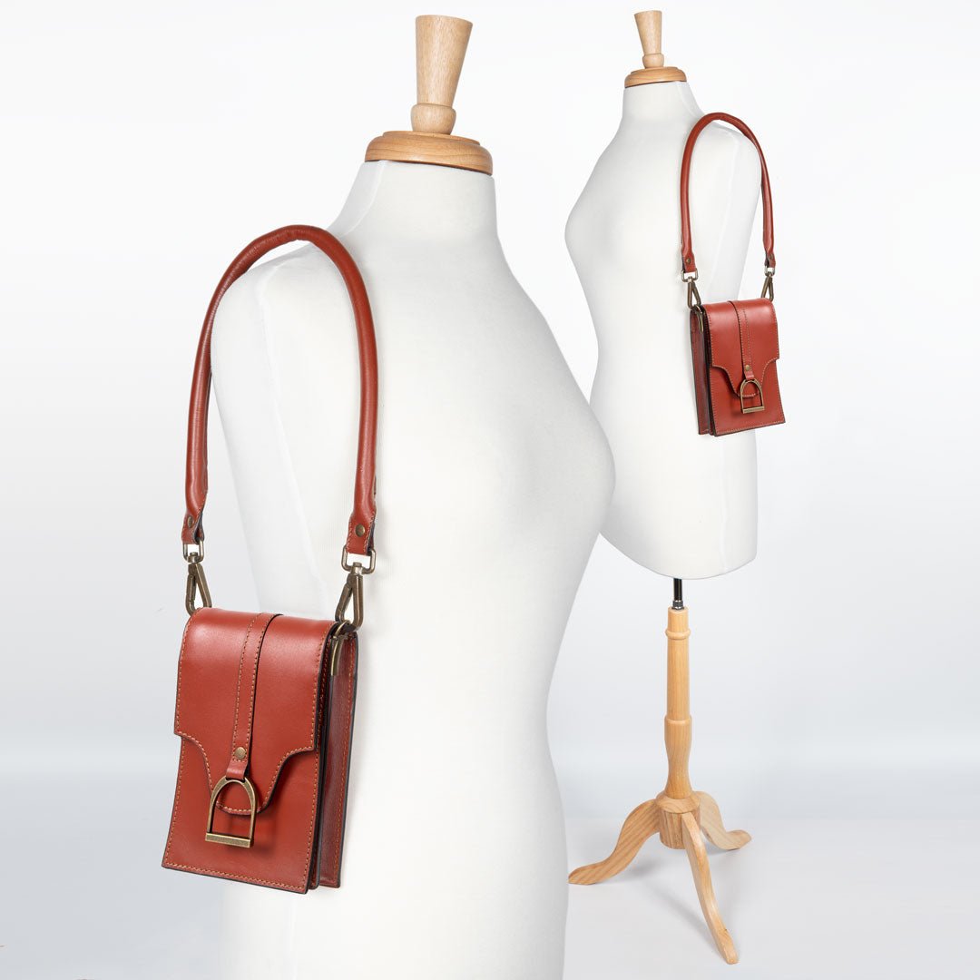 Urban Equestrian Devon Deluxe Phone Bag - Luxury Leather Handbag in Cognac