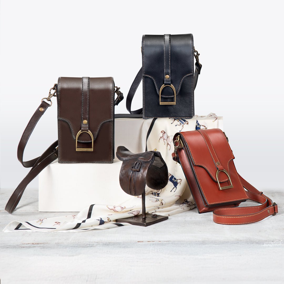Urban Equestrian Devon Deluxe Phone Bag - Luxury Leather Handbag in Deep Brown