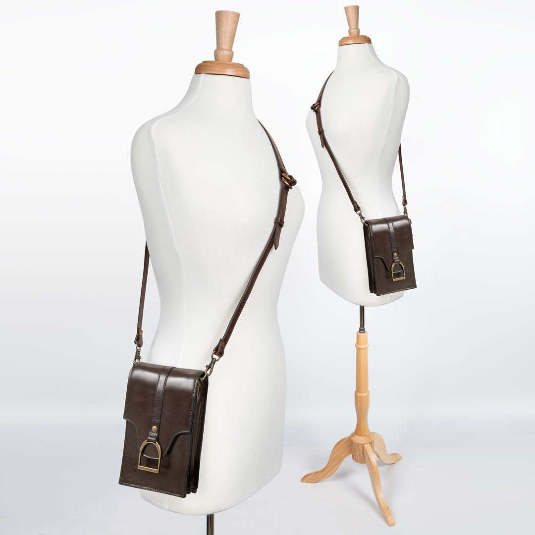 Urban Equestrian Devon Deluxe Phone Bag - Luxury Leather Handbag in Deep Brown