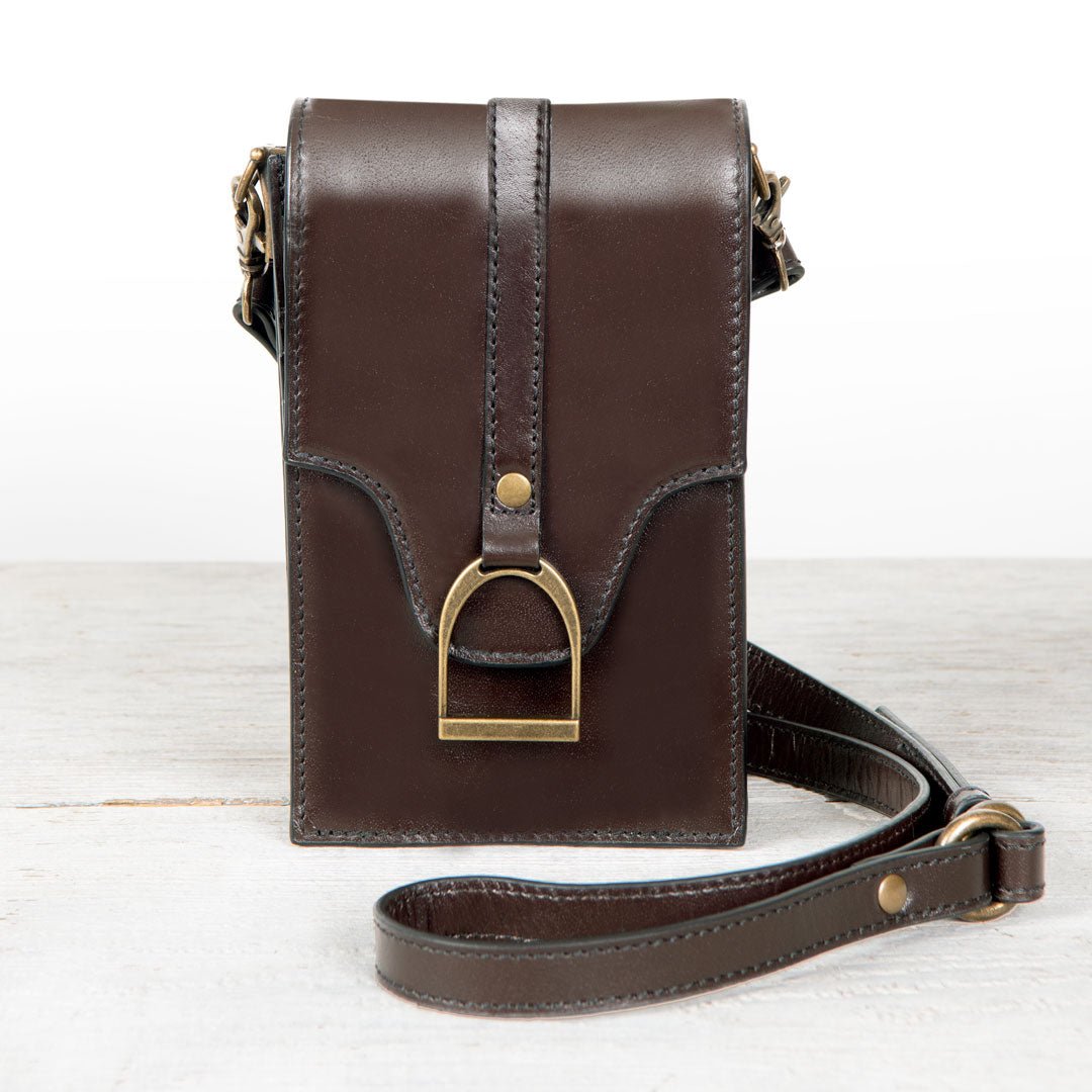 Urban Equestrian Devon Deluxe Phone Bag - Luxury Leather Handbag in Deep Brown