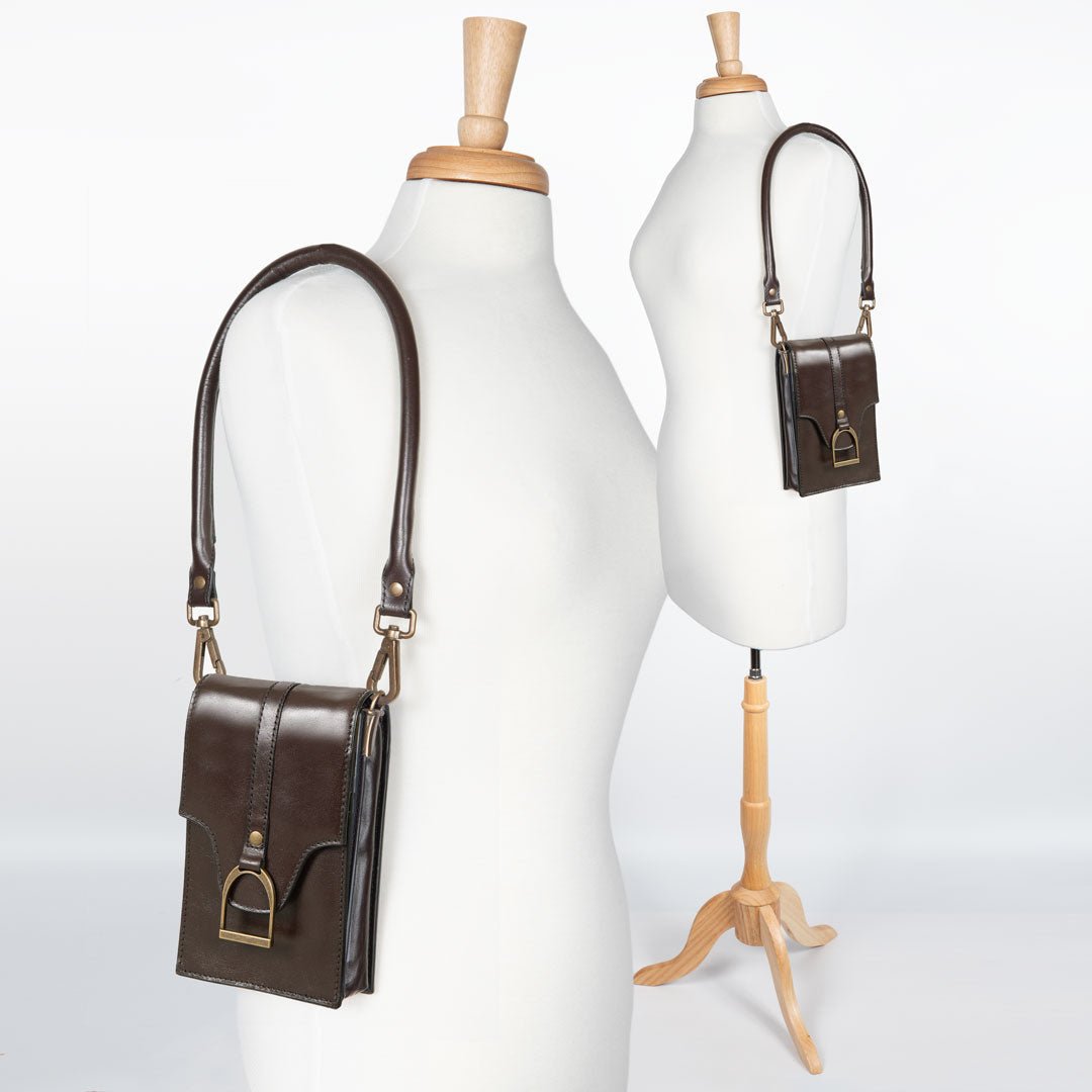 Urban Equestrian Devon Deluxe Phone Bag - Luxury Leather Handbag in Deep Brown