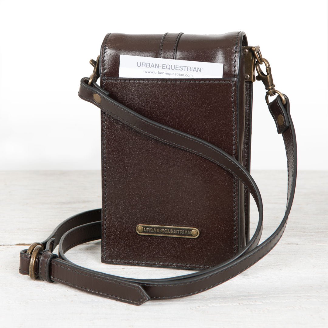 Urban Equestrian Devon Deluxe Phone Bag - Luxury Leather Handbag in Deep Brown