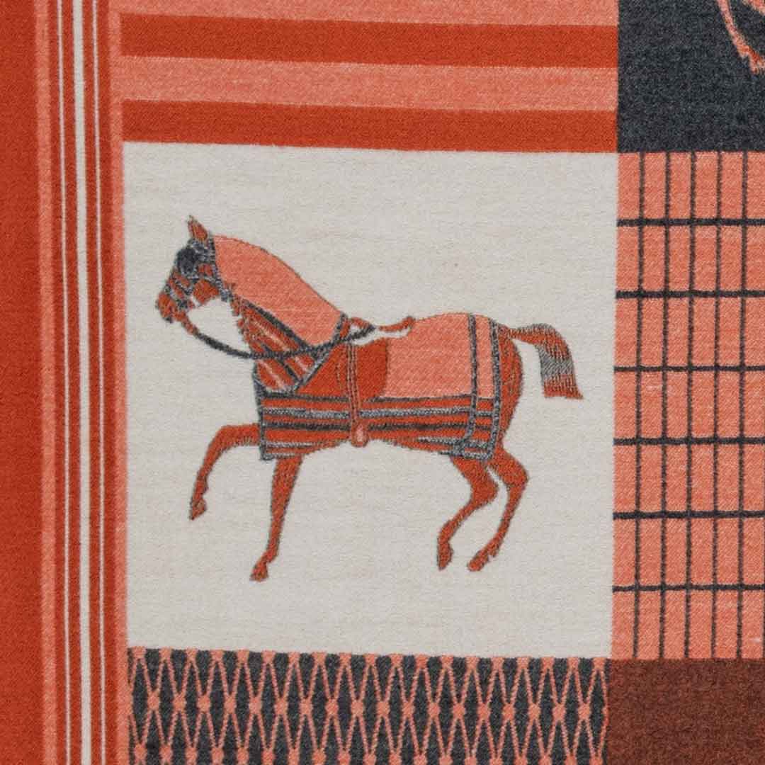 Urban Equestrian Devon -  Tangerine Equestrian Motif Luxe Shawl