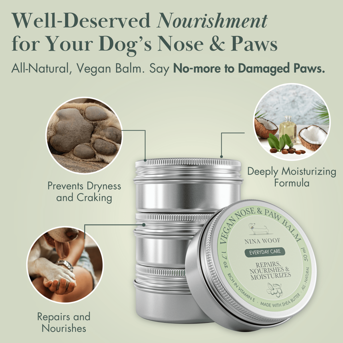 Nina Woof - Dog Vegan Nose and Paw Balm