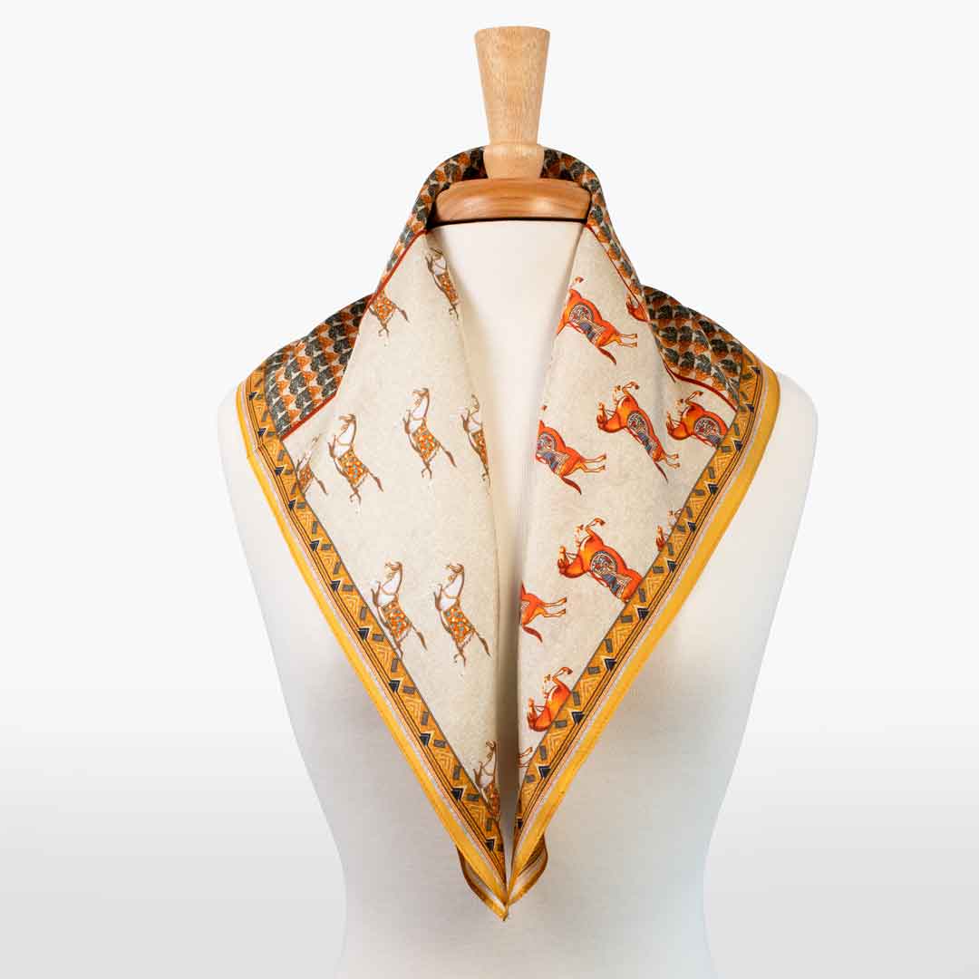 Urban Equestrian Empire - Stylized Equestrian Scarf in Apricot