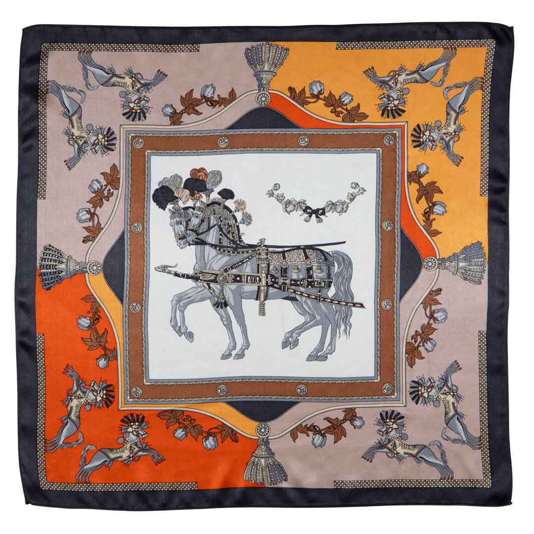 Urban Equestrian Helena - Stylized Equestrian Scarf in Bold Amber & Tangerine
