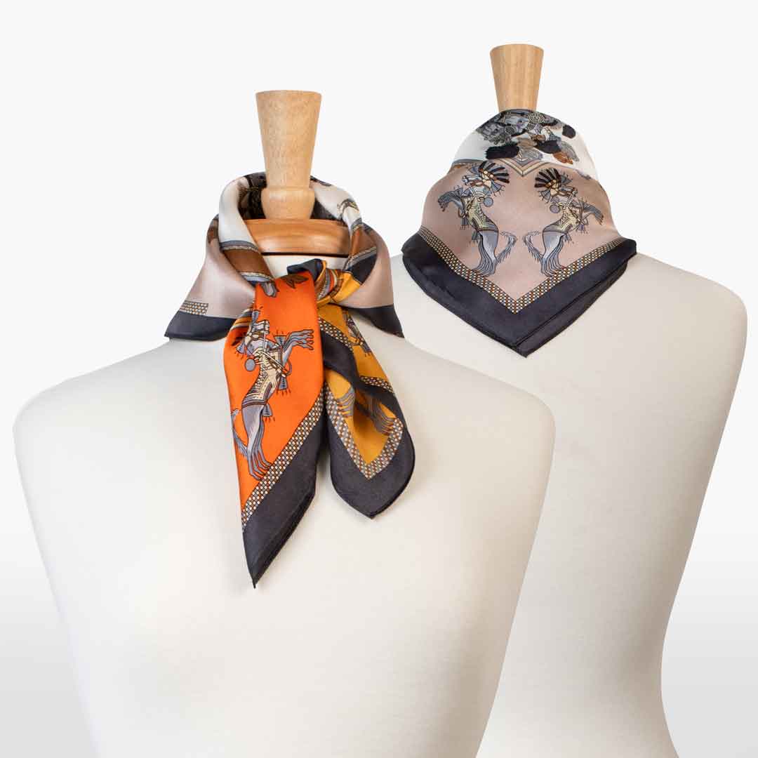 Urban Equestrian Helena - Stylized Equestrian Scarf in Bold Amber & Tangerine