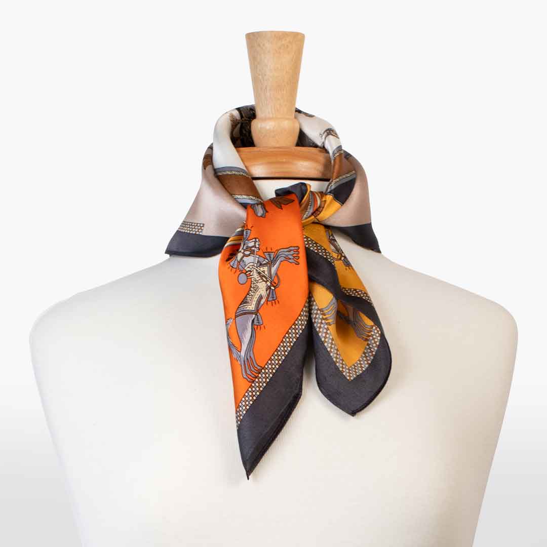 Urban Equestrian Helena - Stylized Equestrian Scarf in Bold Amber & Tangerine