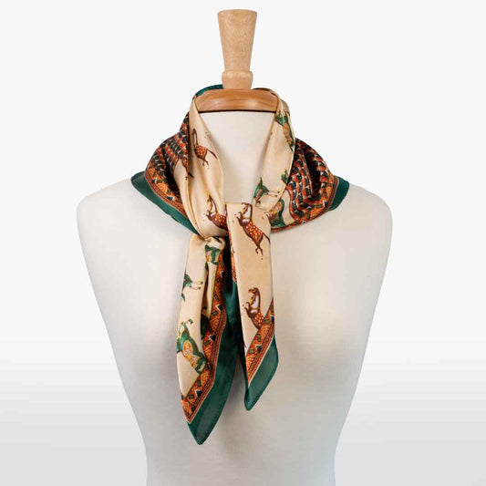 Urban Equestrian Empire - Stylized Equestrian Pattern Multi-Color w/ Emerald Border Scarf