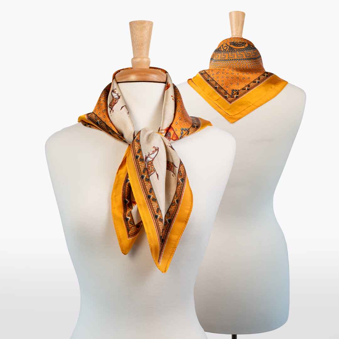 Urban Equestrian Empire - Stylized Equestrian Scarf in Tangerine