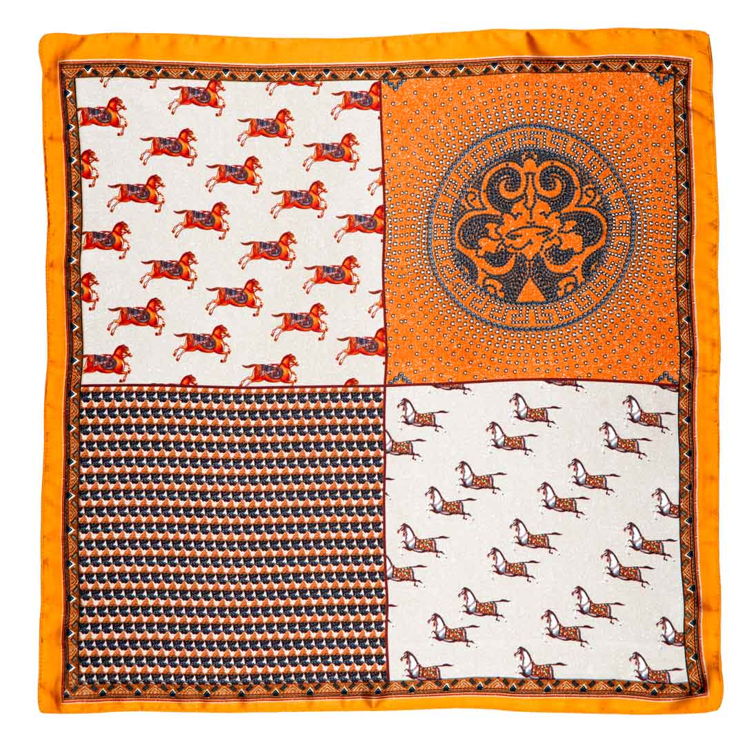 Urban Equestrian Empire - Stylized Equestrian Scarf in Tangerine