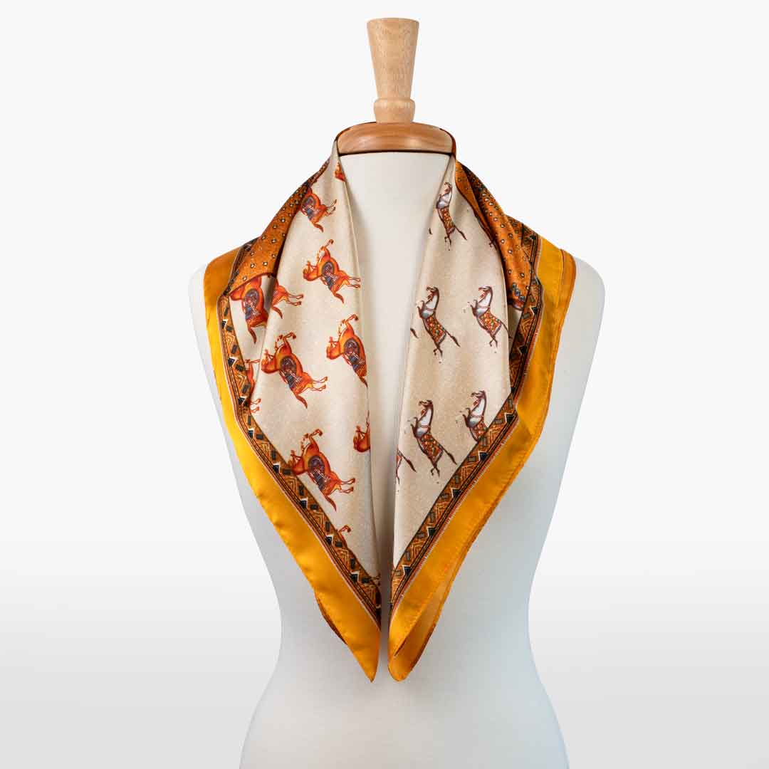 Urban Equestrian Empire - Stylized Equestrian Scarf in Tangerine