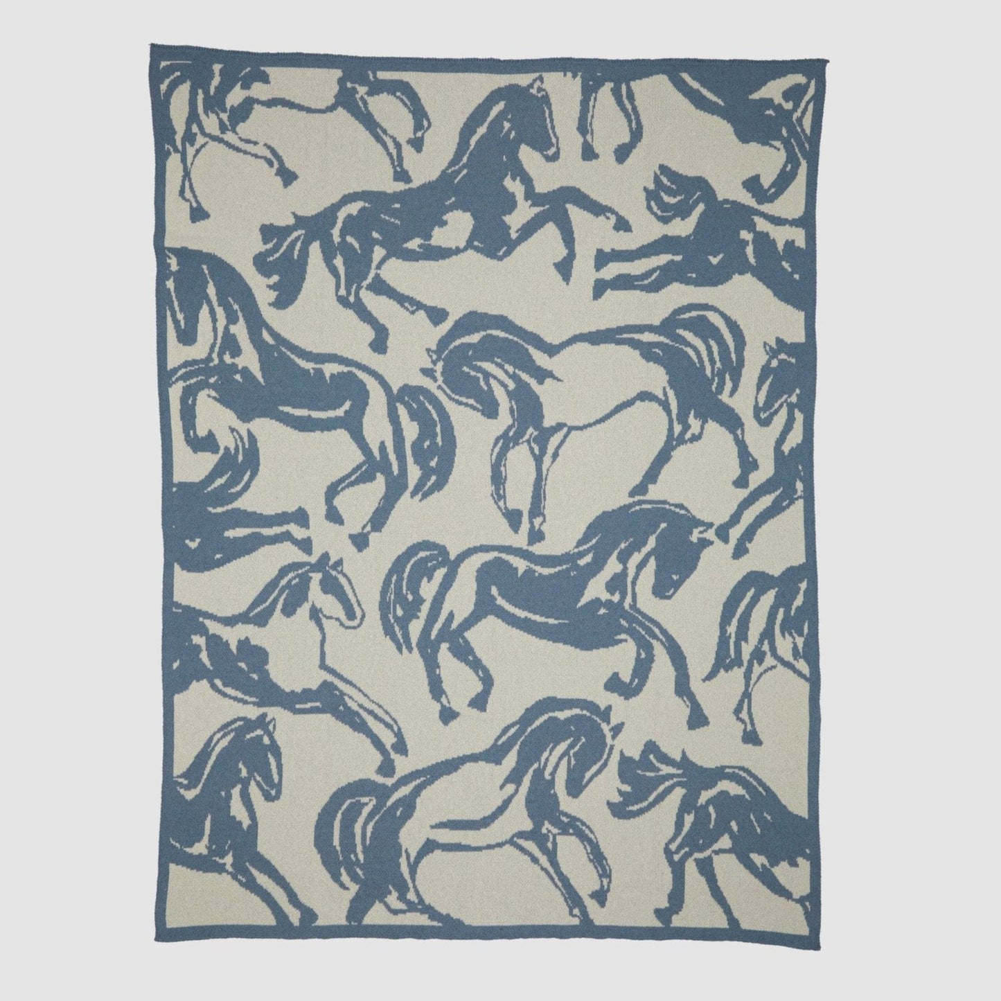 In2Green Cotton Sustainable Knit Throw Blanket - Equestrian Abstract Horse