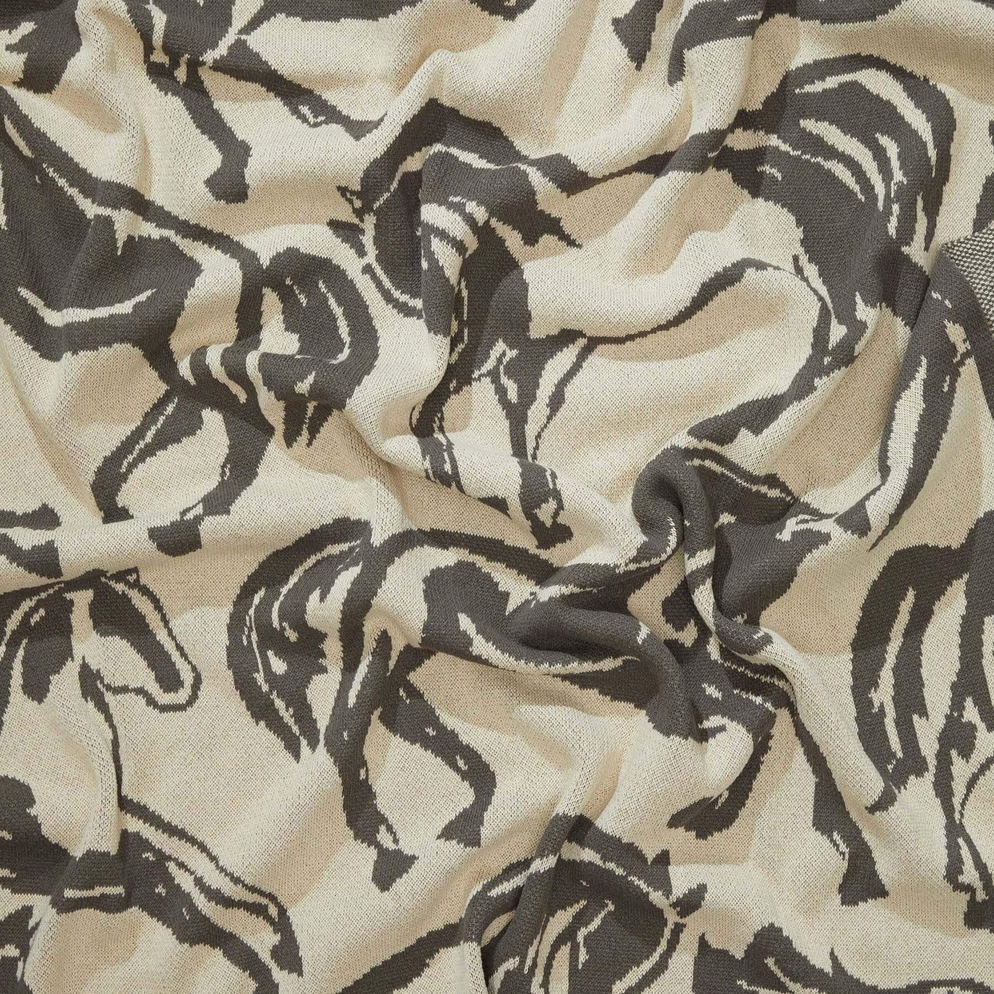 In2Green Cotton Sustainable Knit Throw Blanket - Equestrian Abstract Horse