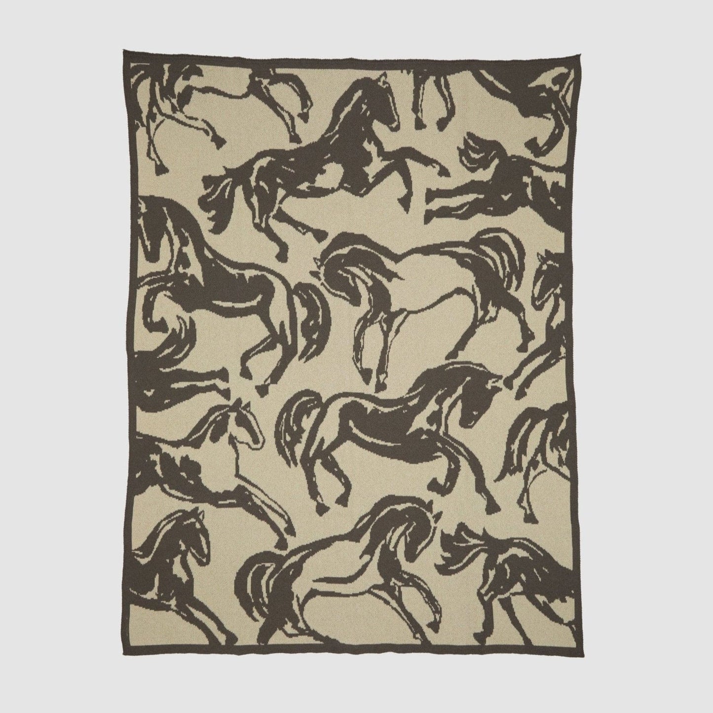 In2Green Cotton Sustainable Knit Throw Blanket - Equestrian Abstract Horse