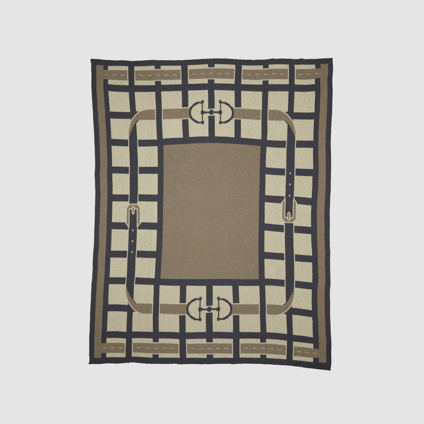 In2Green Cotton Sustainable Knit Throw Blanket - Equestrian Lattice