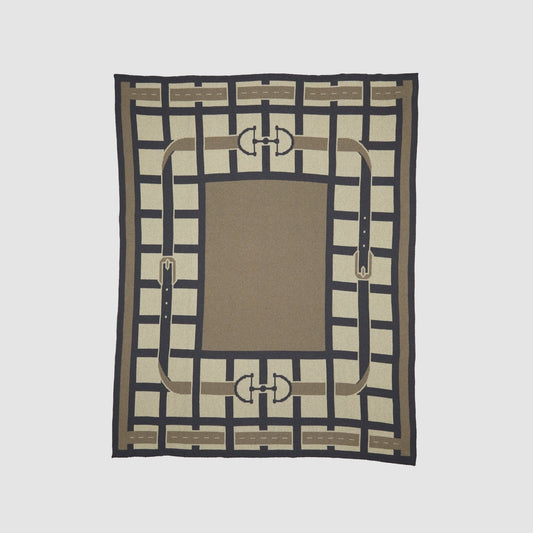 In2Green Cotton Sustainable Knit Throw Blanket - Equestrian Lattice