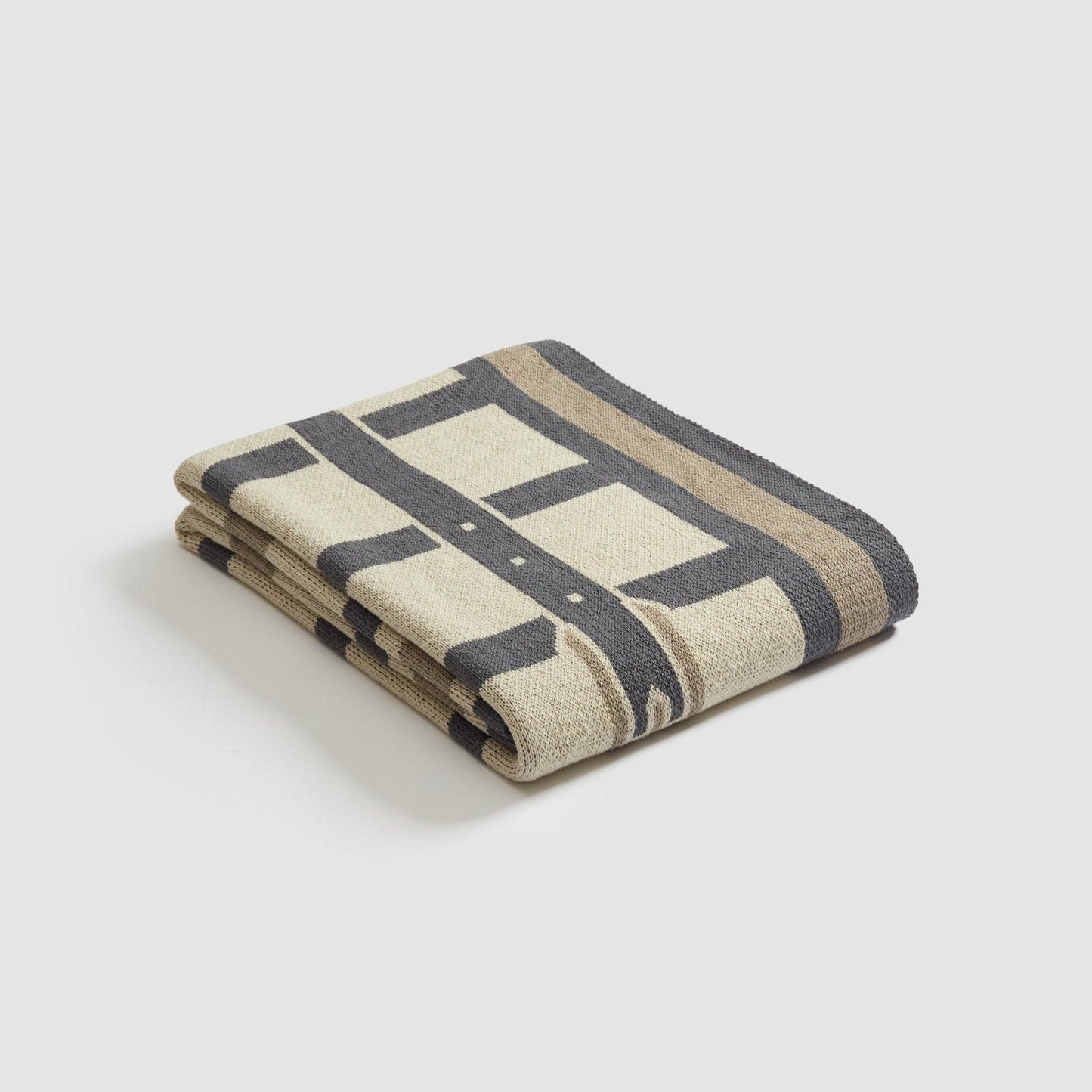 In2Green Cotton Sustainable Knit Throw Blanket - Equestrian Lattice