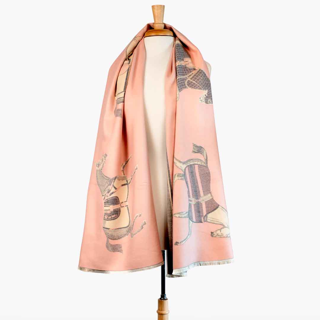 Urban Equestrian Equus -  Blush Pink Equestrian Motif Luxe Shawl