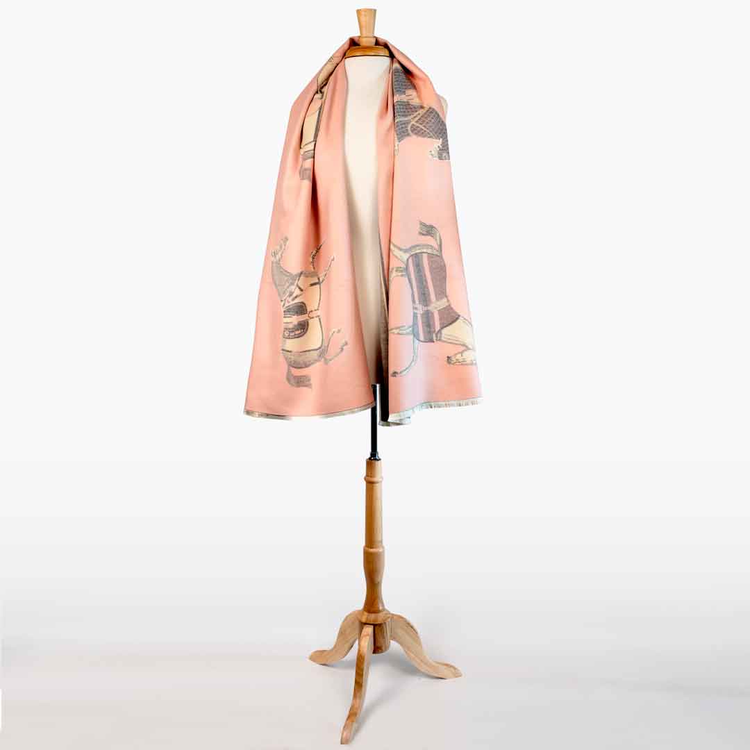 Urban Equestrian Equus -  Blush Pink Equestrian Motif Luxe Shawl