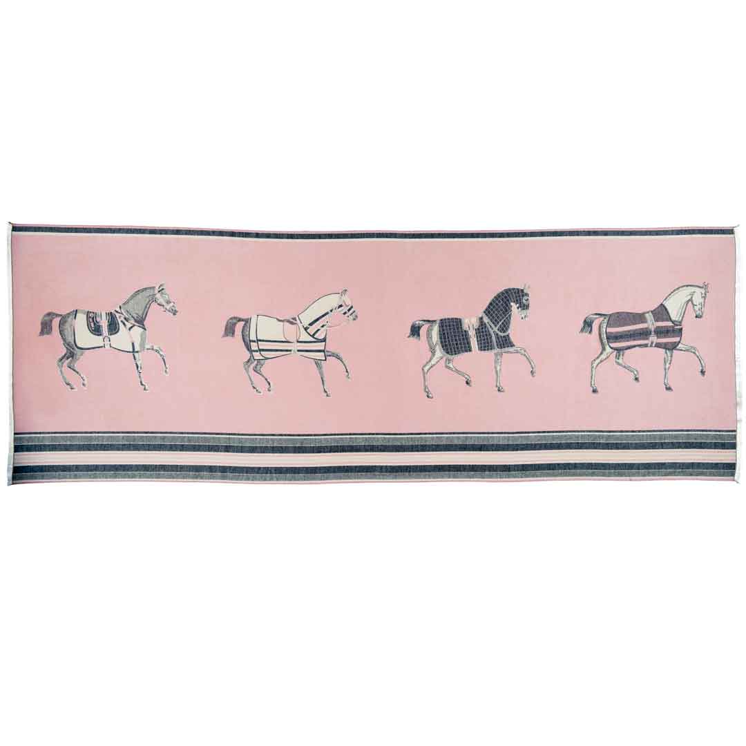 Urban Equestrian Equus -  Blush Pink Equestrian Motif Luxe Shawl