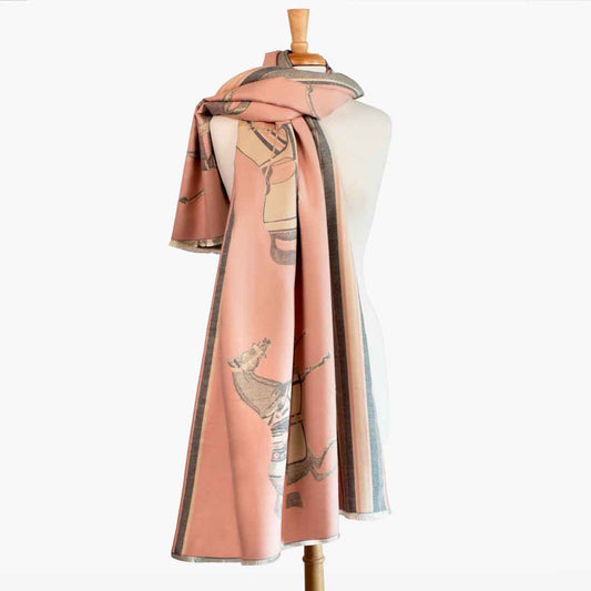 Urban Equestrian Equus -  Blush Pink Equestrian Motif Luxe Shawl